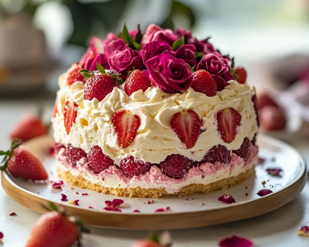 Strawberry Rose Cake Recipe Easy Homemade Valentine’s Day Dessert