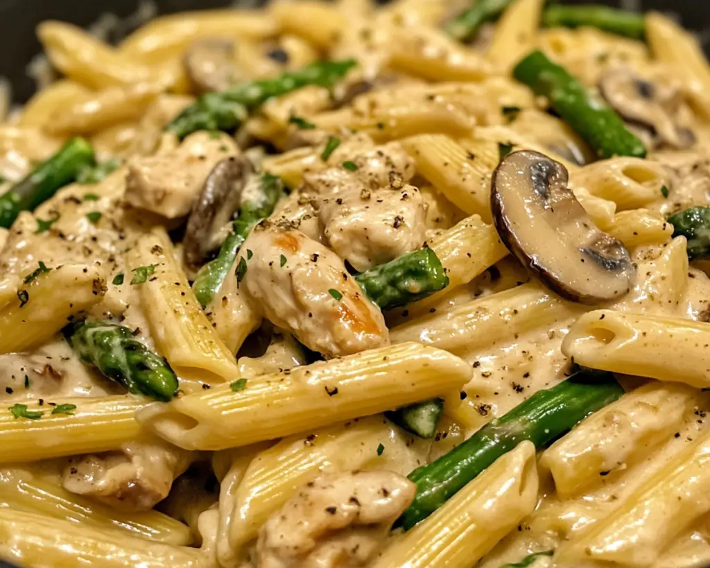 Creamy Mushroom Asparagus Chicken Penne – Easy 30-Minute Pasta Dinner