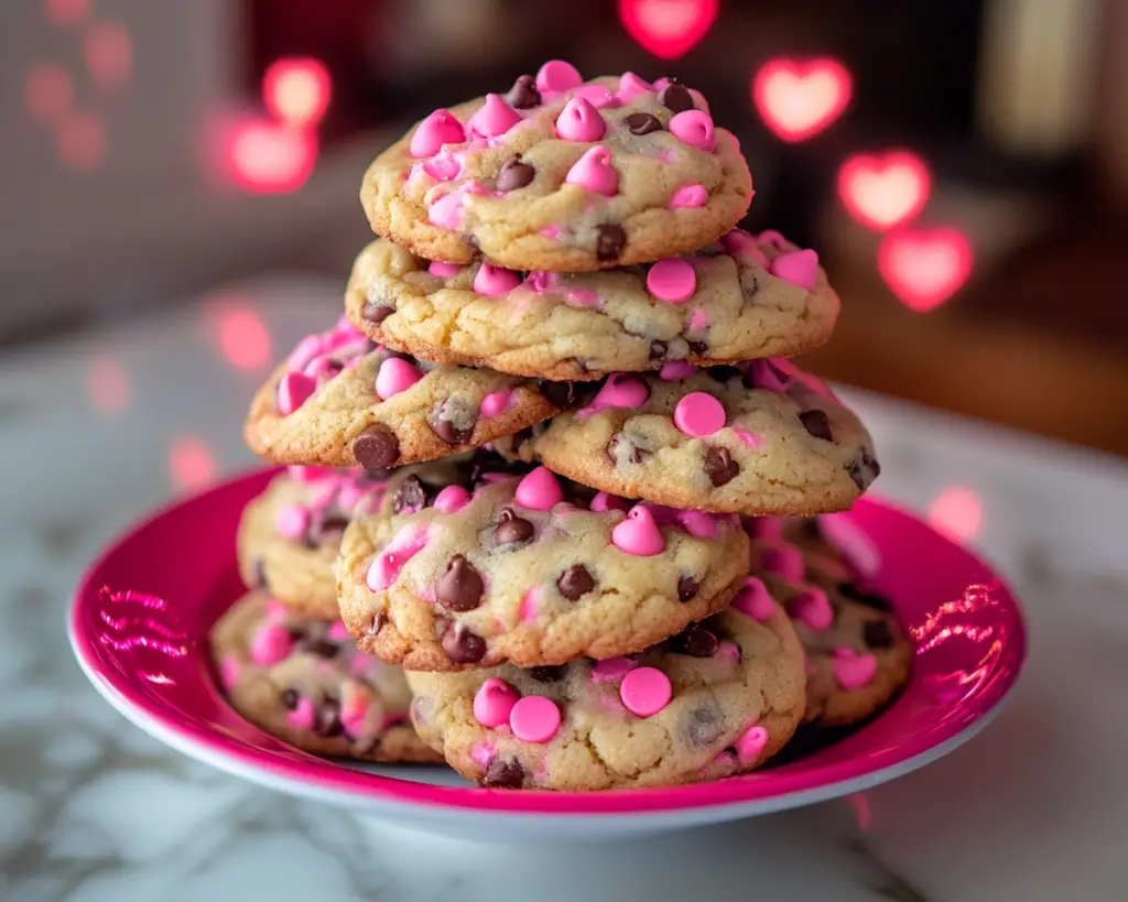 Pink Chocolate Chip Cookies Easy Valentine’s Day Treat Recipe