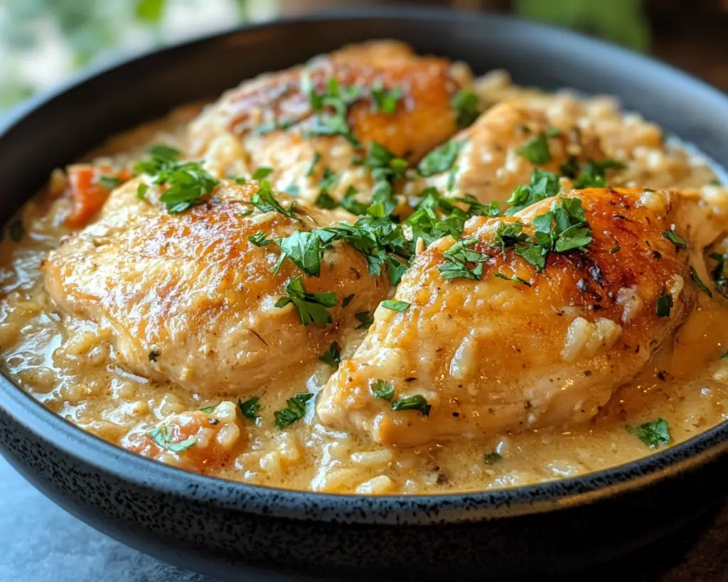 Creamy Smothered Chicken and Rice recipe