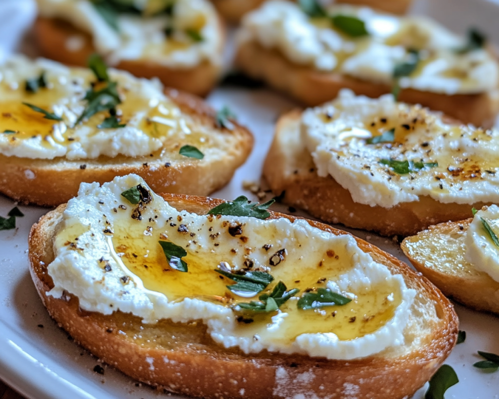 Whipped Feta Crostini with Hot Honey – Easy Party Appetizer Recipe