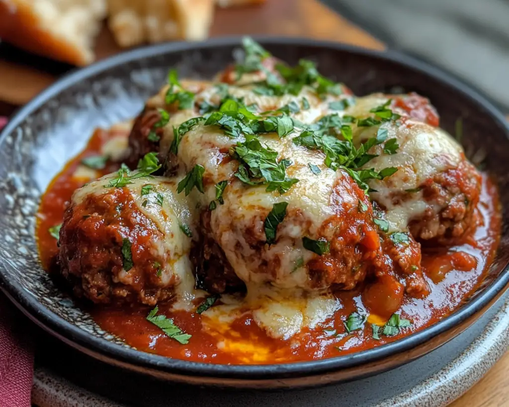 Gooey Mozzarella Stuffed Meatballs