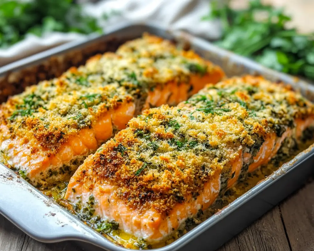 Parmesan Salmon Bake Recipe – Easy Crispy Herb Crust Dinner