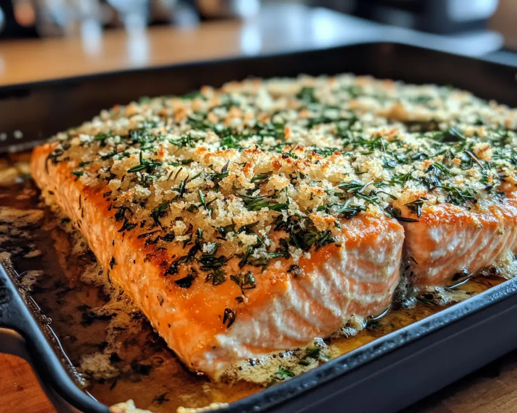 Parmesan Salmon Bake Recipe – Easy Crispy Herb Crust Dinner