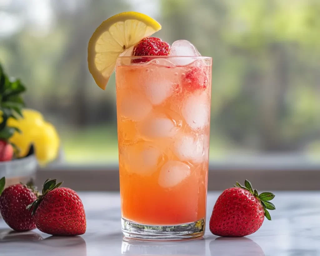 Spring Drinks: Iced Lemon Strawberry Drink (Nonalcoholic)