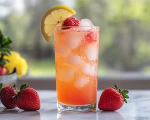 Spring Drinks: Iced Lemon Strawberry Drink (Nonalcoholic)