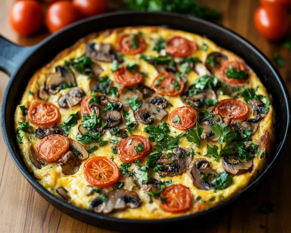 Frittata Recipe with Mushrooms + Cheese (Quick Dinner)