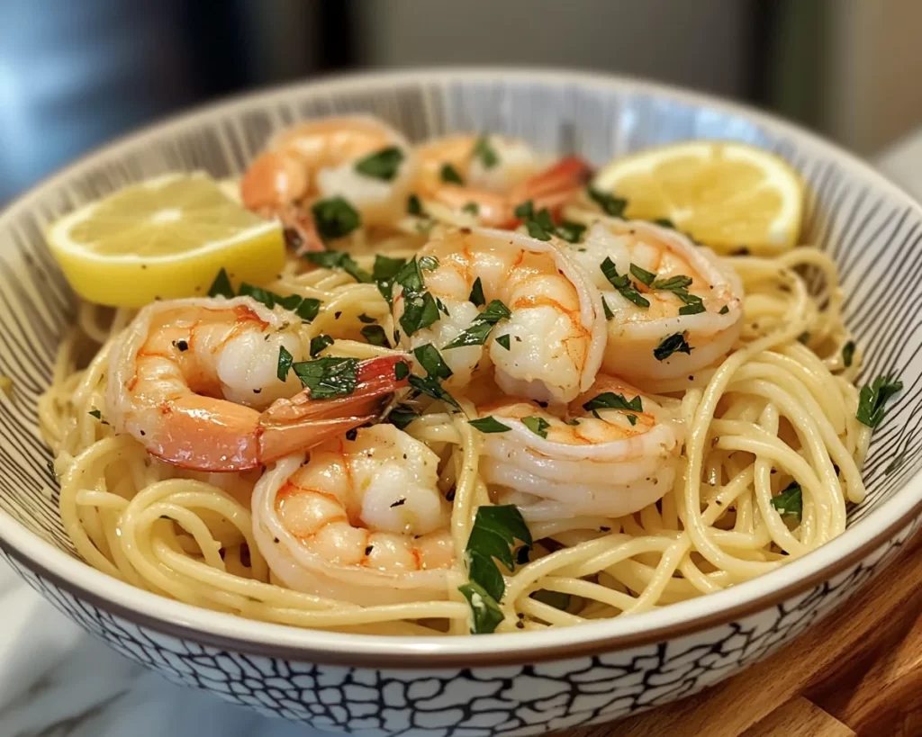 Spring Dinner Party Lemon Garlic Shrimp Pasta