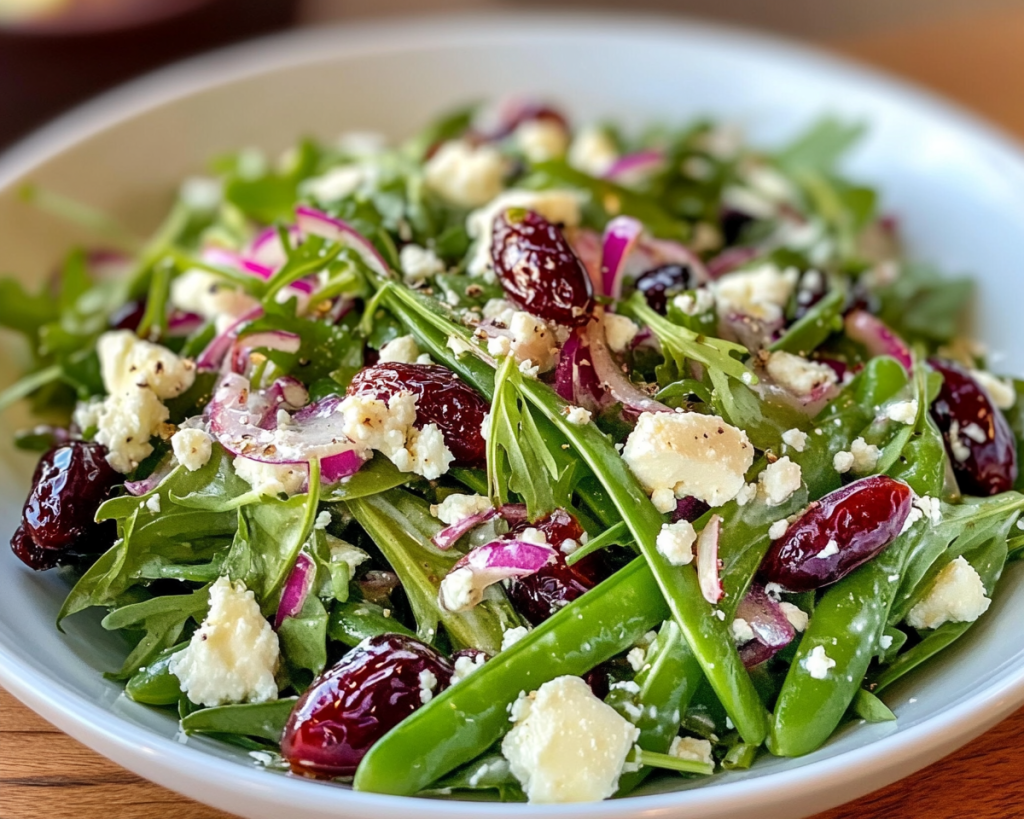 Shaved Snap Pea Salad with Goat Cheese & Dates | Fresh Spring Salad Recipe
