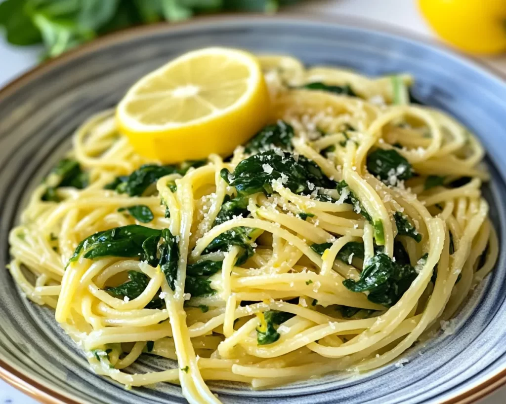 Spring Dinner Party Lemon Spinach Pasta