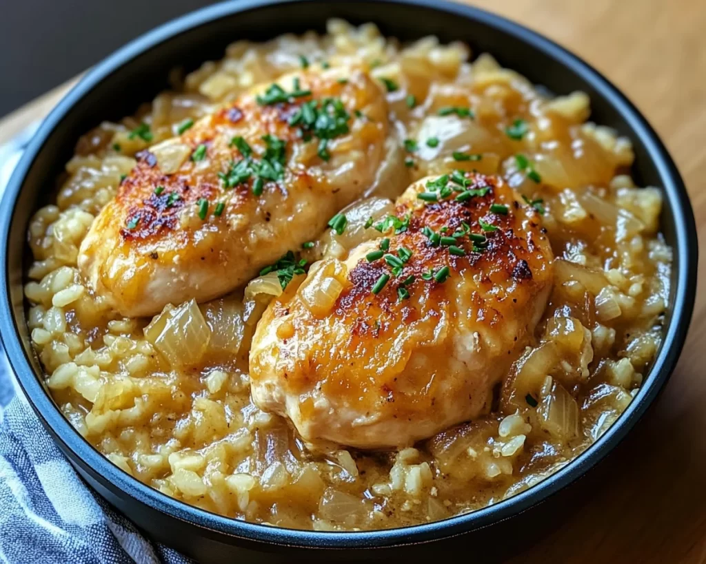 Comforting One-Pot French Onion Chicken Rice
