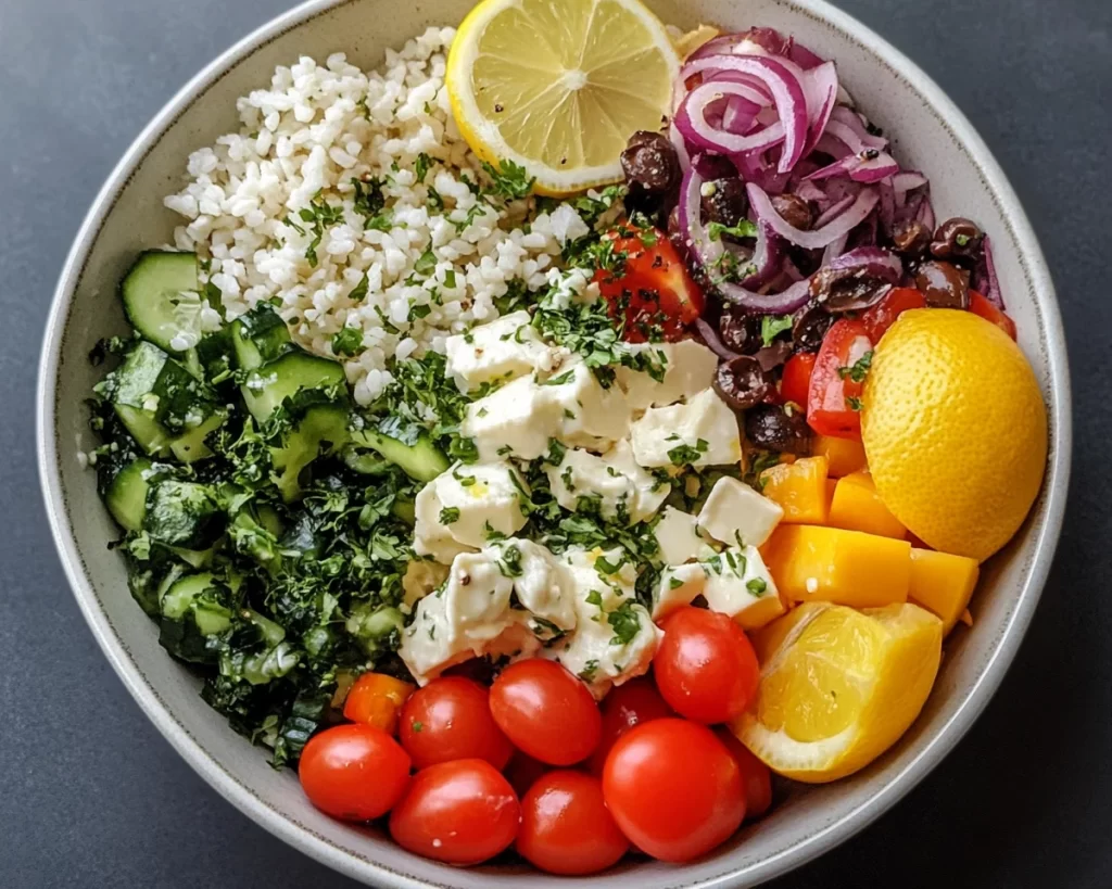 Spring Dinner Ideas: Mediterranean Bowl with Lemon Dressing