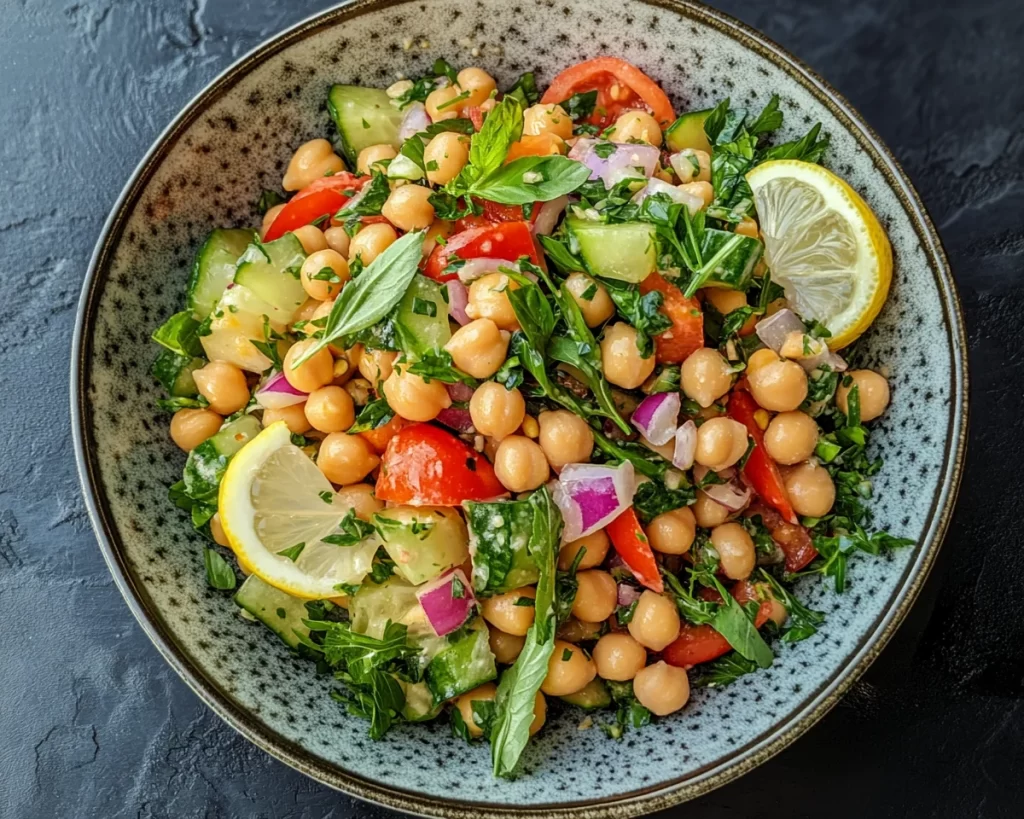 Spring Dinner Ideas: Chickpea Salad with Lemon Dressing