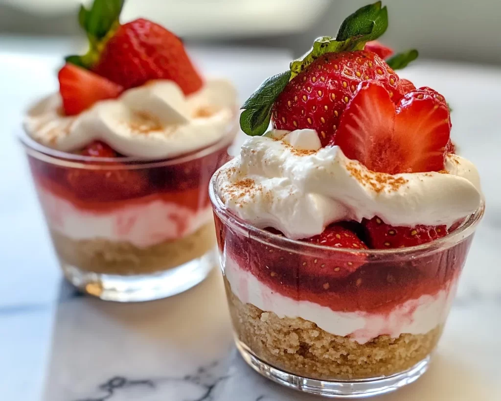 Strawberry Recipes Easy: Strawberry Dessert Cups (No Bake)