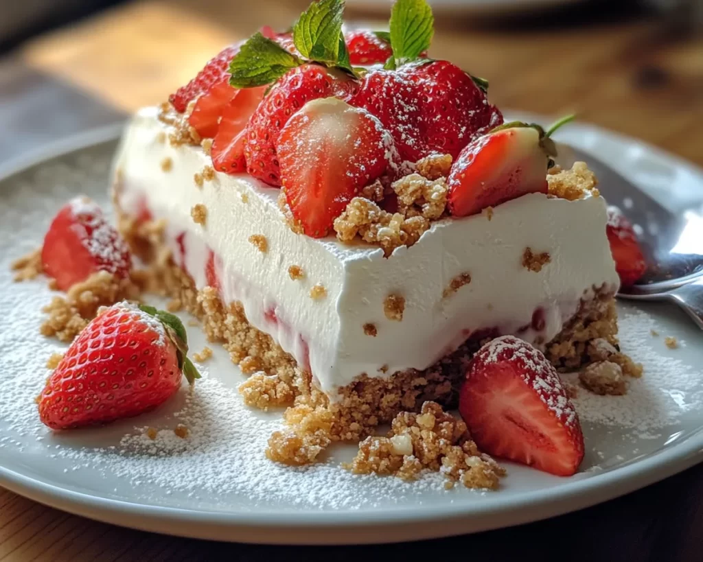 Spring Dessert: Strawberry Icebox Dessert (No Bake)