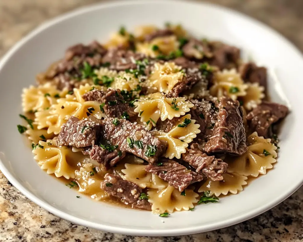 Creamy Beef and Bowtie Pasta