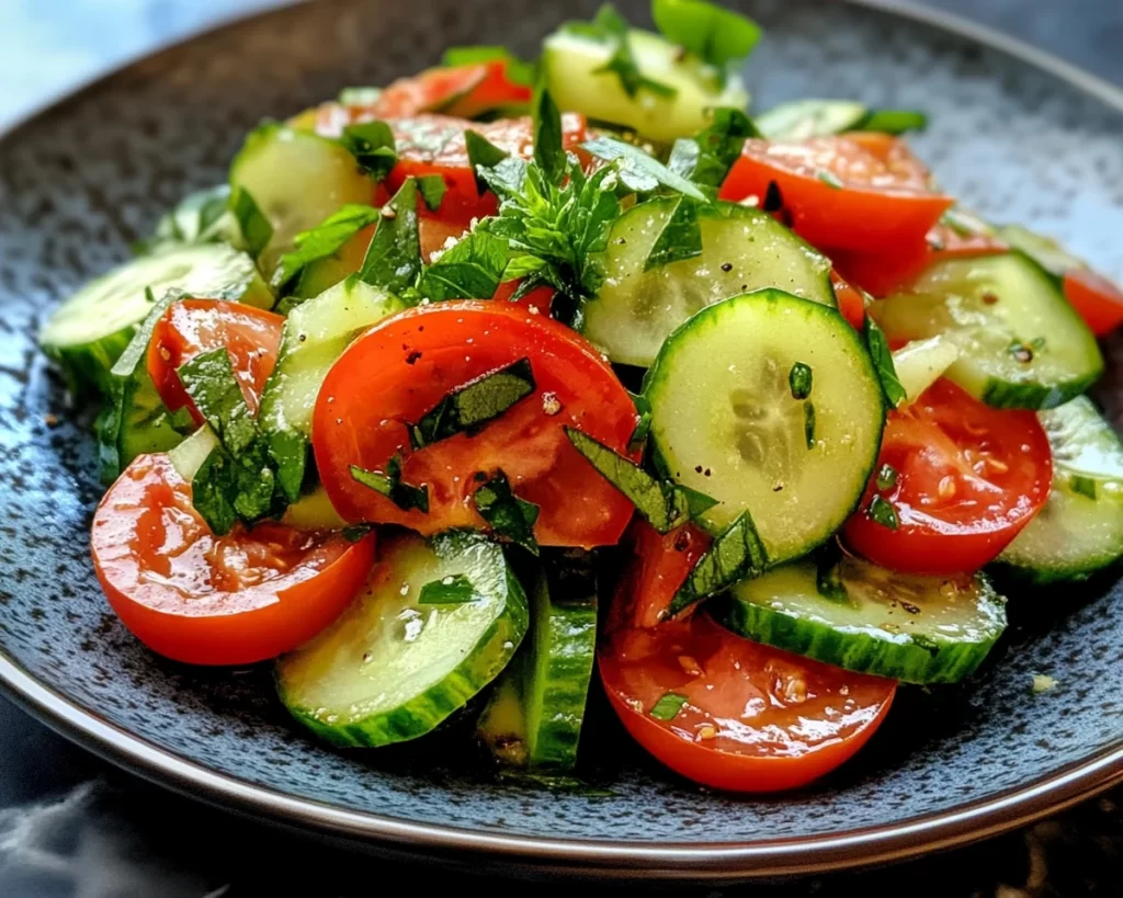 Spring Salad: Cucumber Tomato Salad with Lemon Vinegarette
