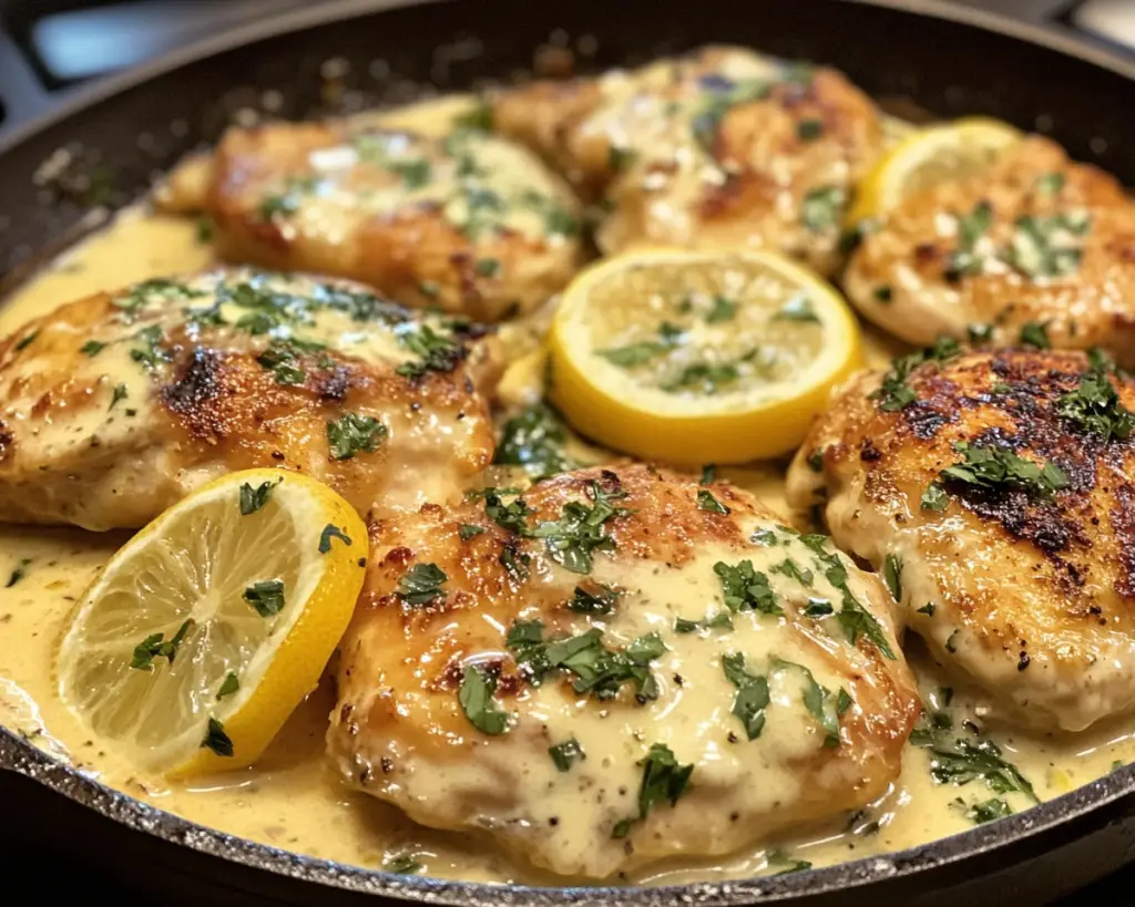Creamy Lemon Garlic Chicken Skillet