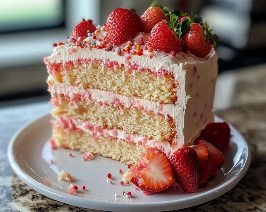 Spring Birthday Cake: Strawberry Lemon Sheet Cake
