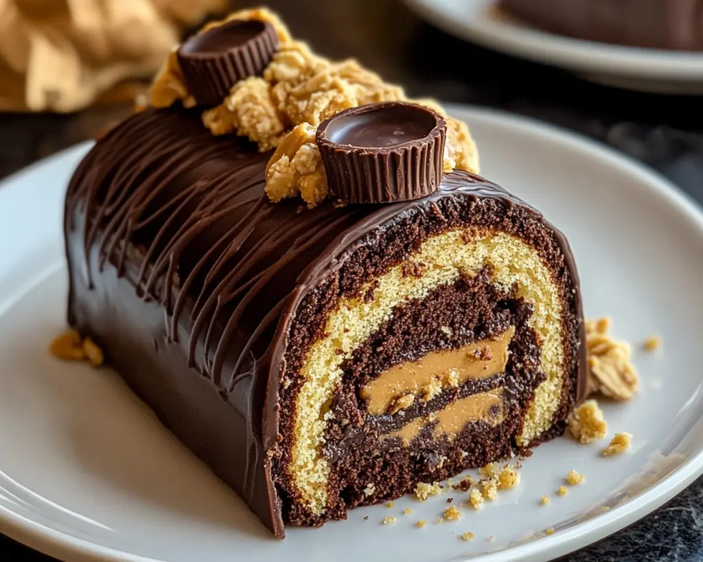 Decadent Peanut Butter Cup Chocolate Roll