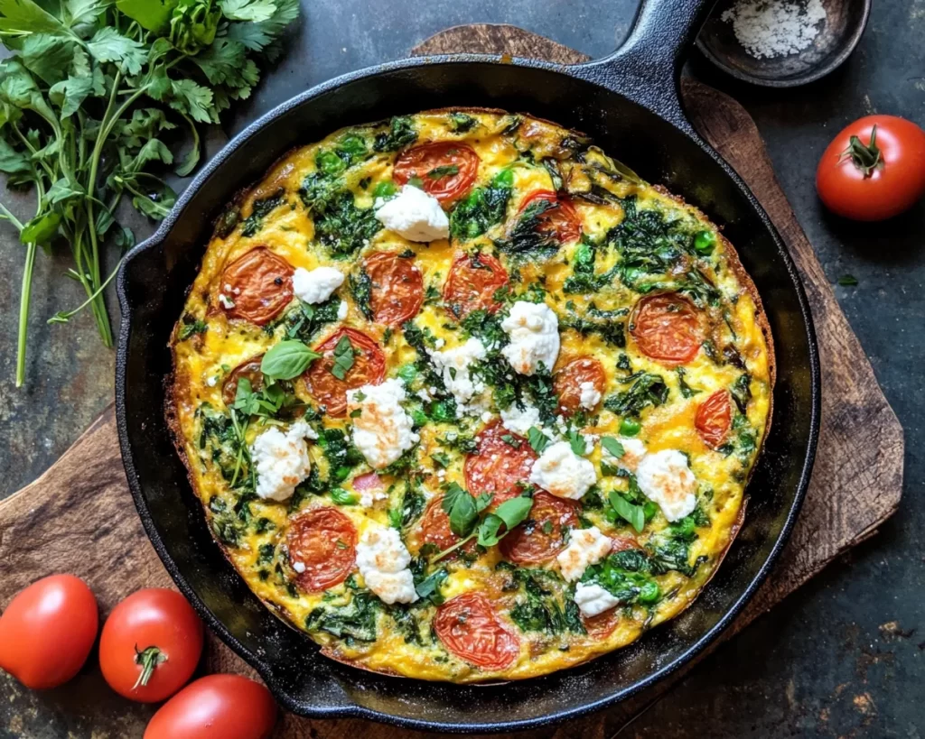 Frittata Recipe with Goat Cheese + Herbs (Spring)