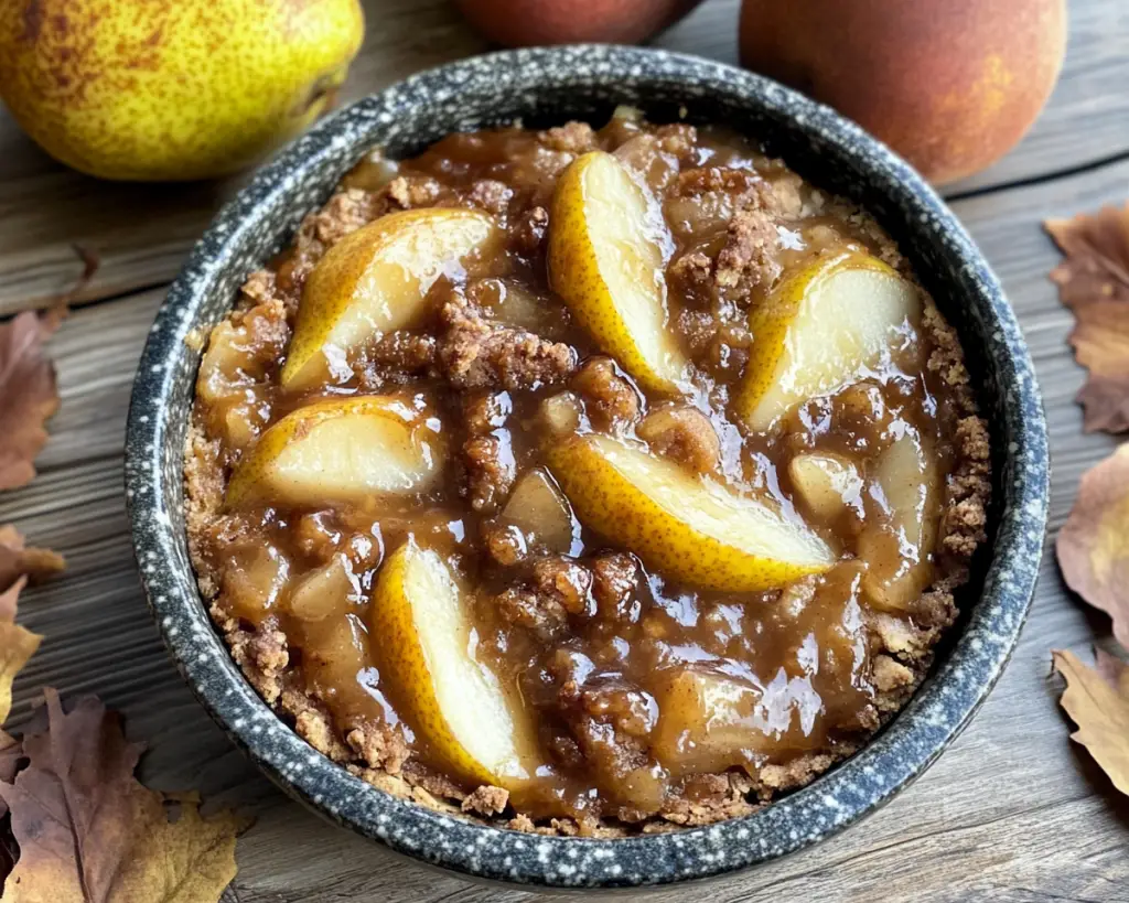 Salted Caramel Pear Cobbler (Easy Fall Dessert)