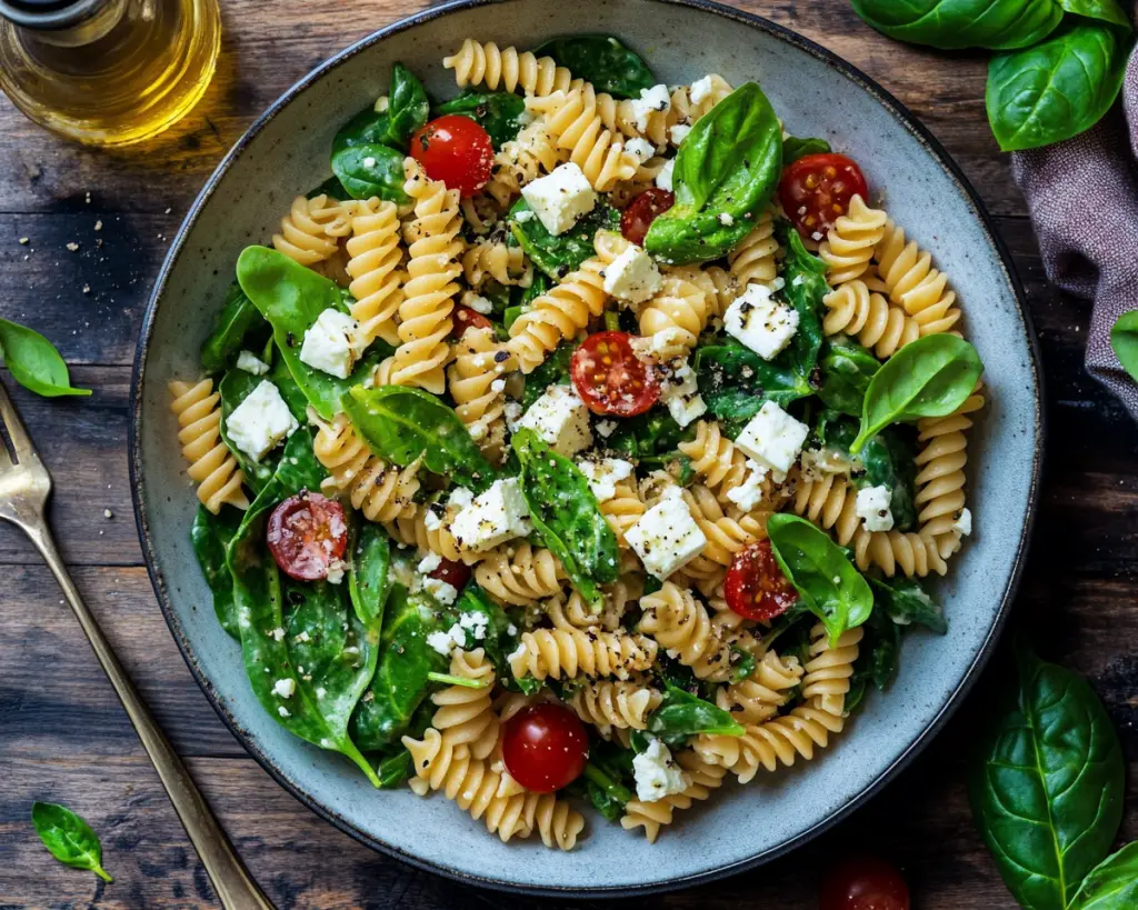 Pasta Salad with Spinach and Feta