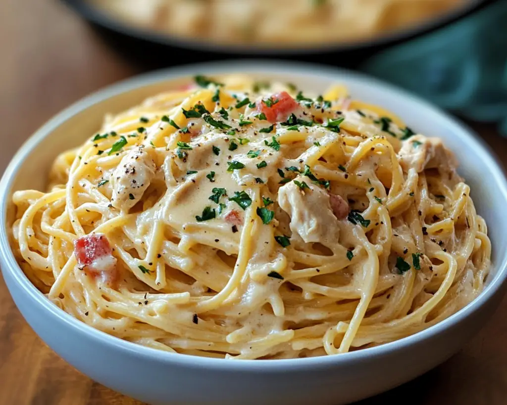 Creamy Crockpot Chicken Spaghetti Recipe