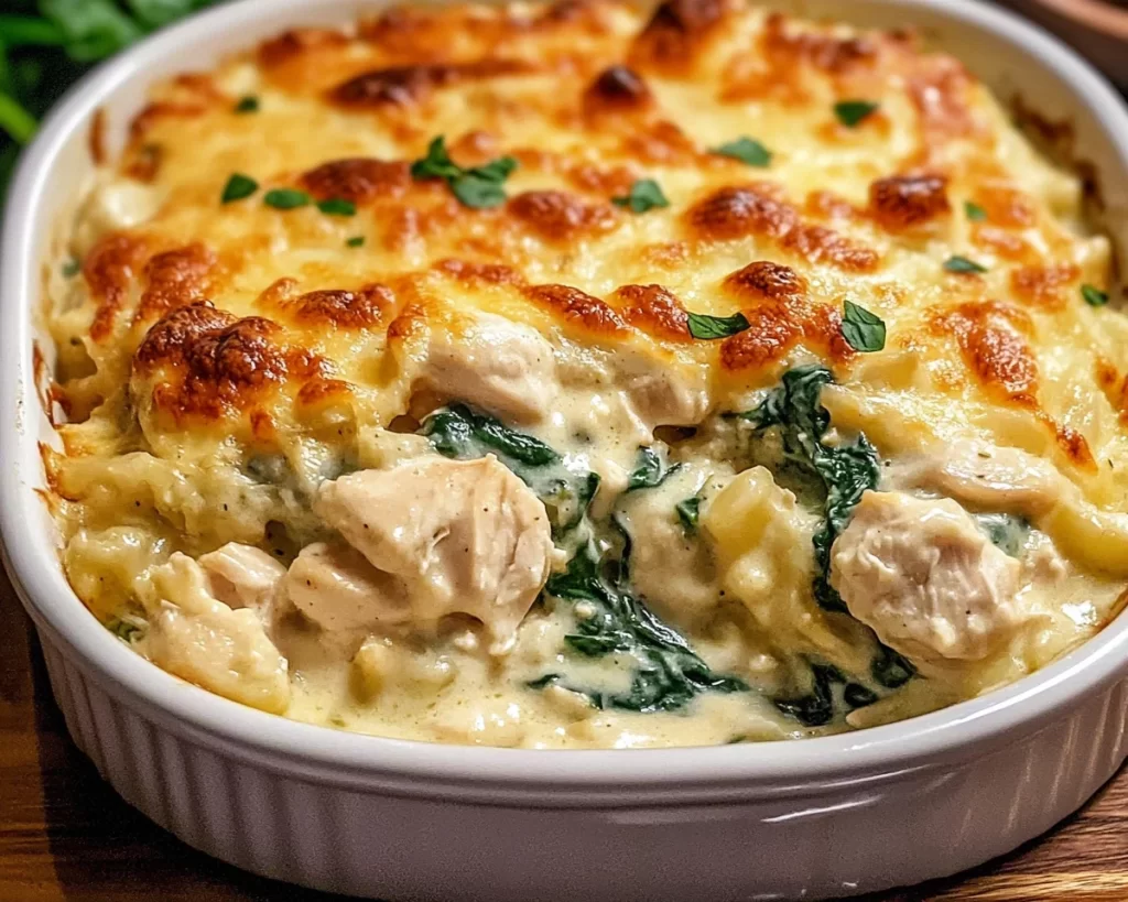Irresistible Creamy Chicken And Spinach Casserole