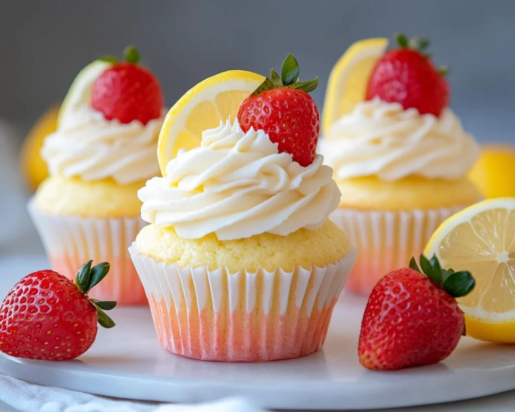 Spring Cupcakes: Strawberry Lemon Cupcakes (Bright)