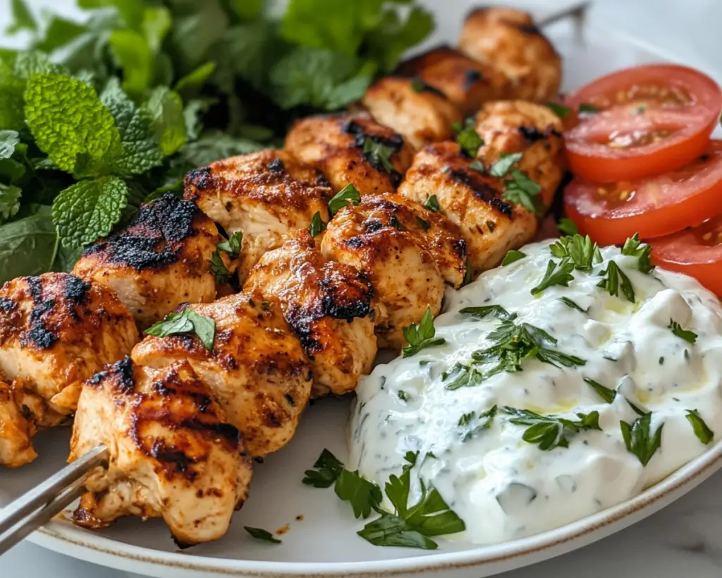 Chicken Souvlaki with Yogurt Sauce