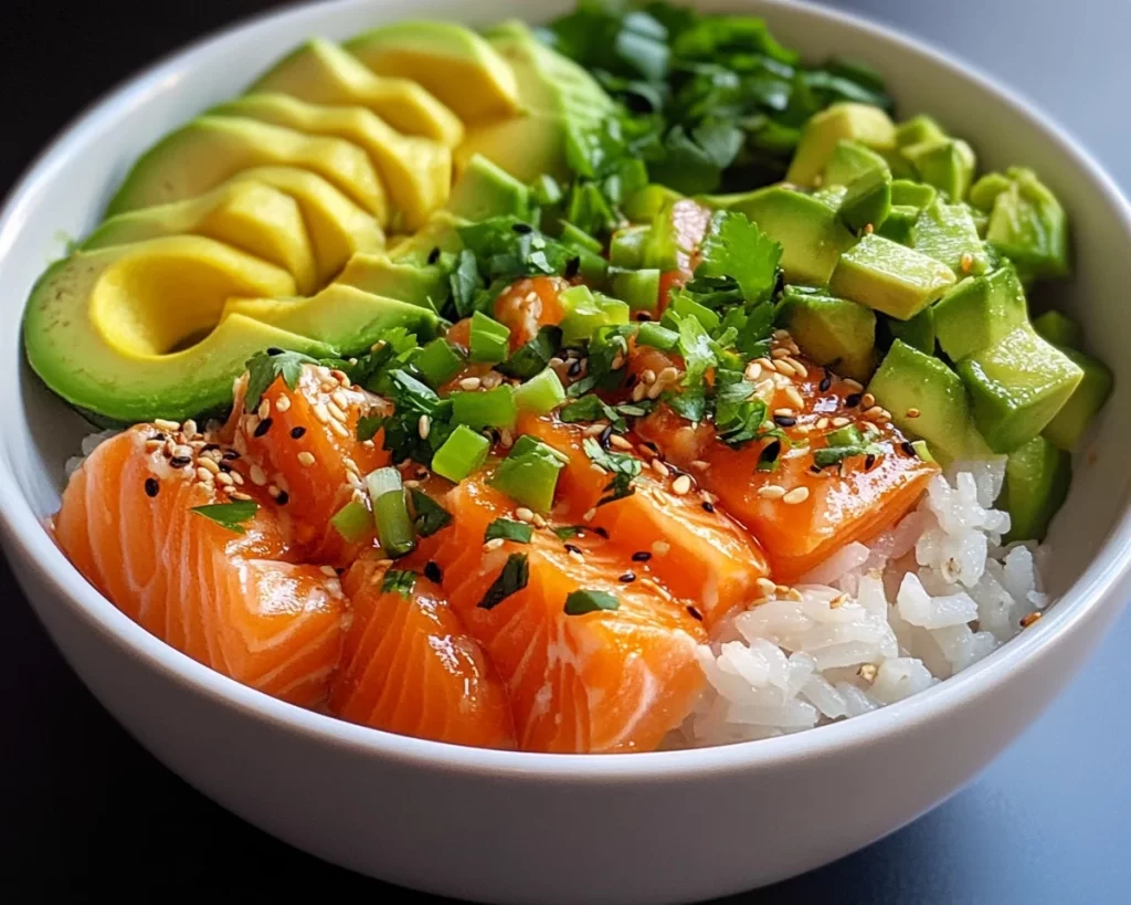 Summer Dinner Recipes: Salmon Rice Bowl with Avocado