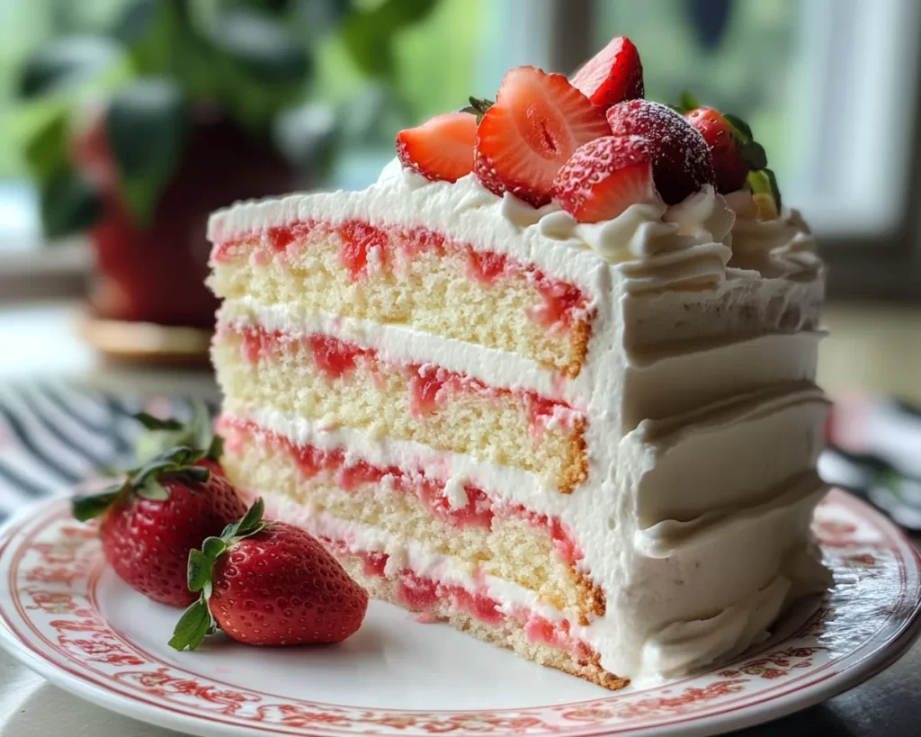 Spring Birthday Cake: Vanilla Strawberry Sheet Cake