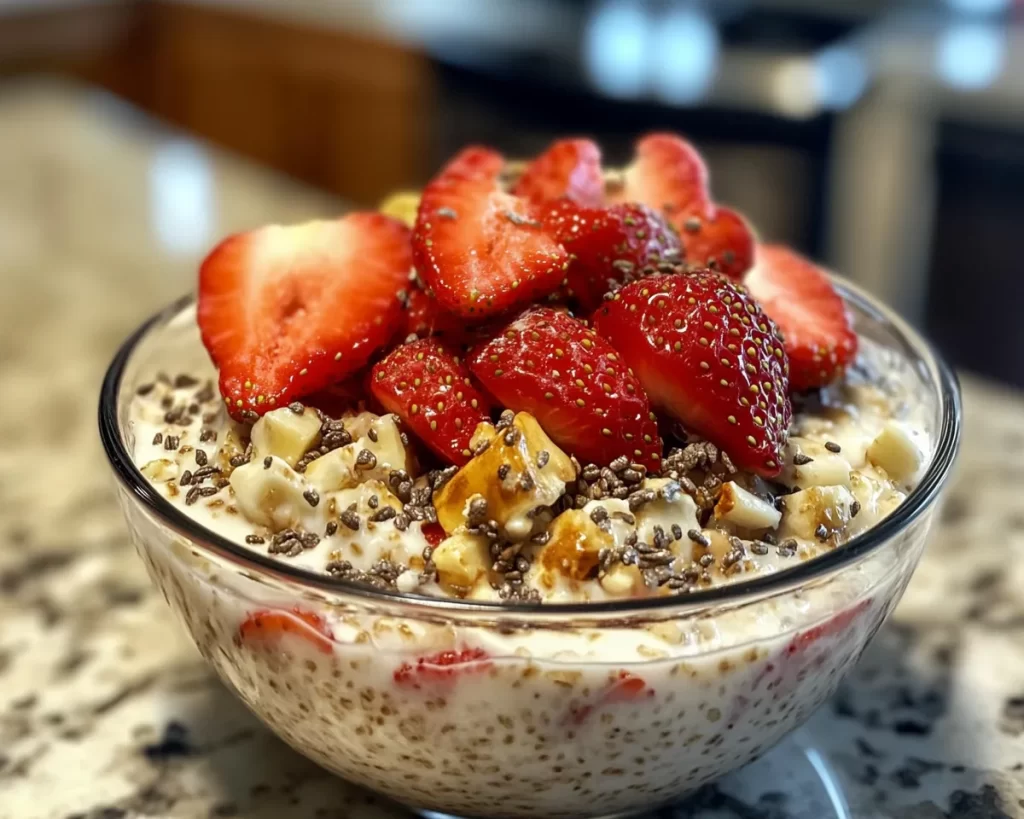 Strawberry Recipes Easy: Strawberry Cheesecake Overnight Oats