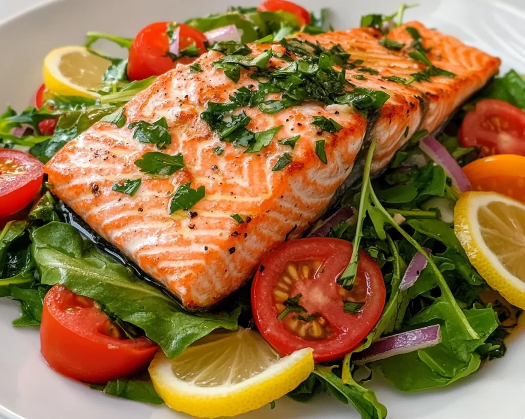Spring Dinner Ideas: Salmon with Lemon Vinegarette Salad
