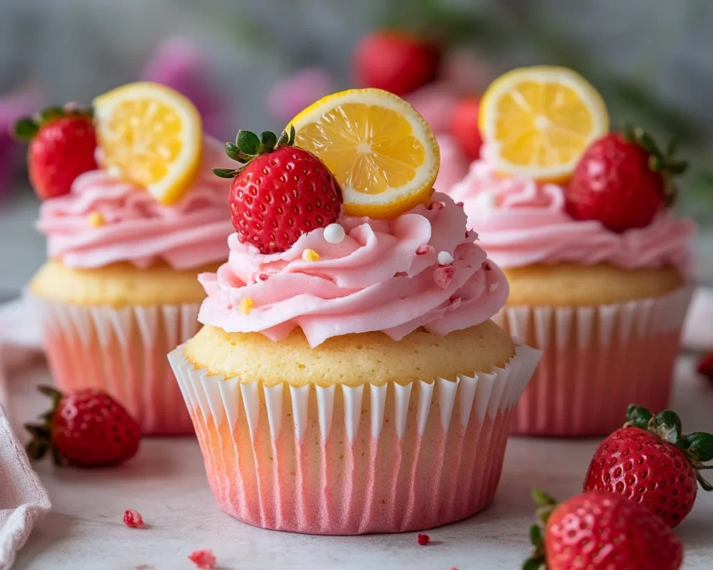 Easter Strawberry Lemonade Cupcakes