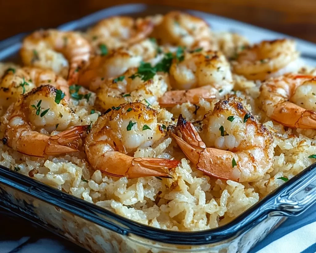 Savory Garlic Butter Shrimp Rice Bake Recipe