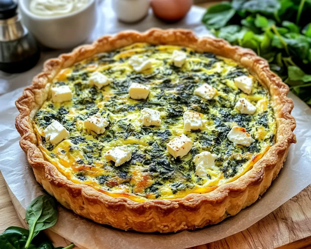 Spring Dinner Party Spinach and Feta Quiche