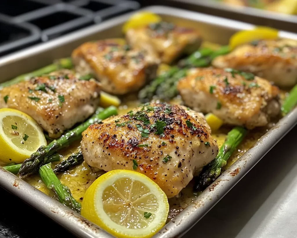 Spring Dinners: Lemon Garlic Chicken + Asparagus (One Pan)