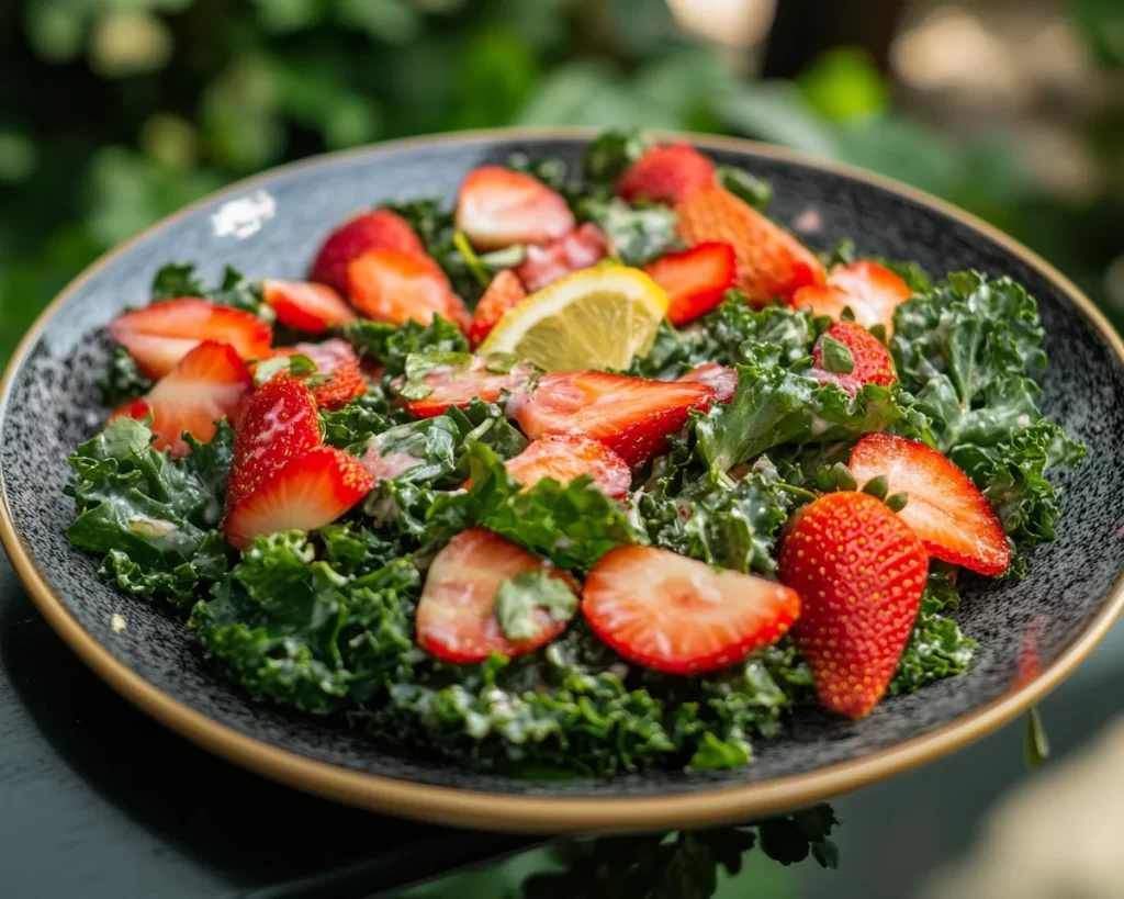 Spring Salad: Strawberry Kale Salad with Lemon Dressing