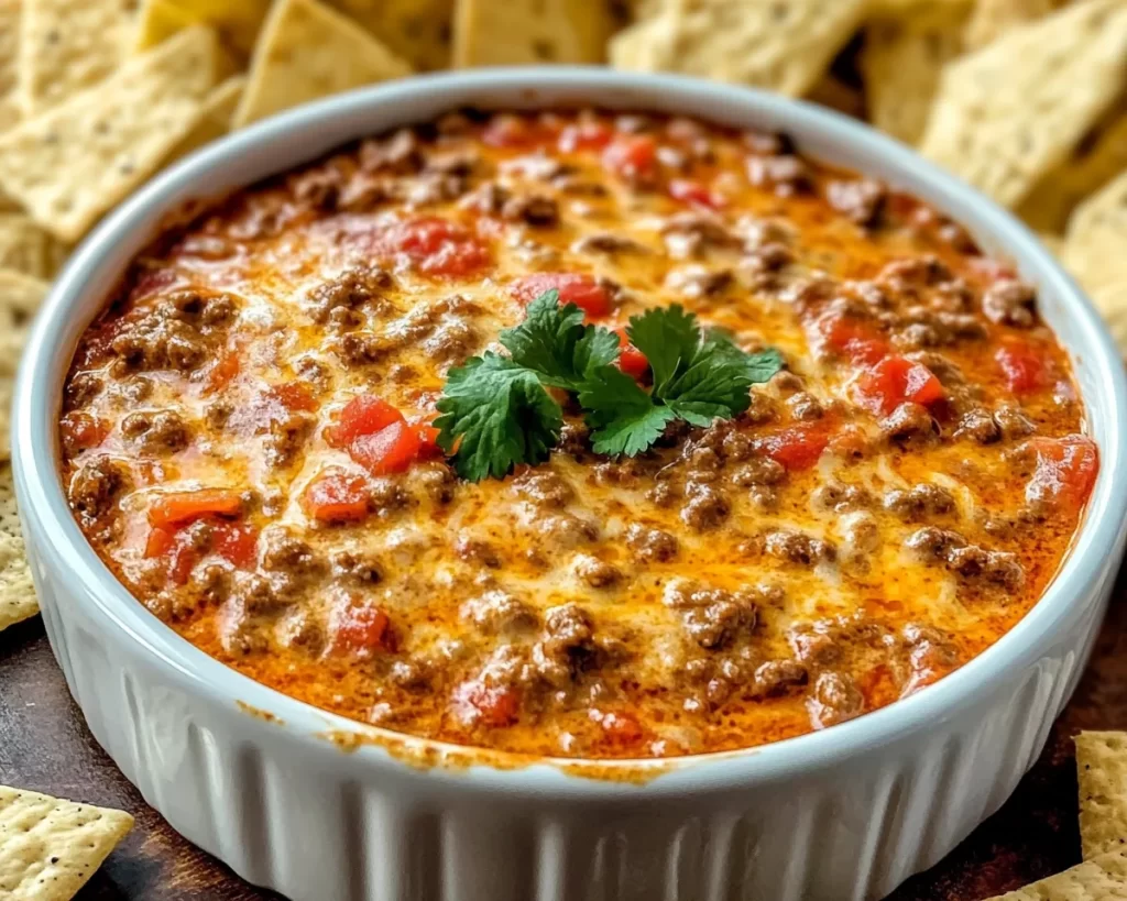 Easy Crockpot Rotel Dip With Ground Beef