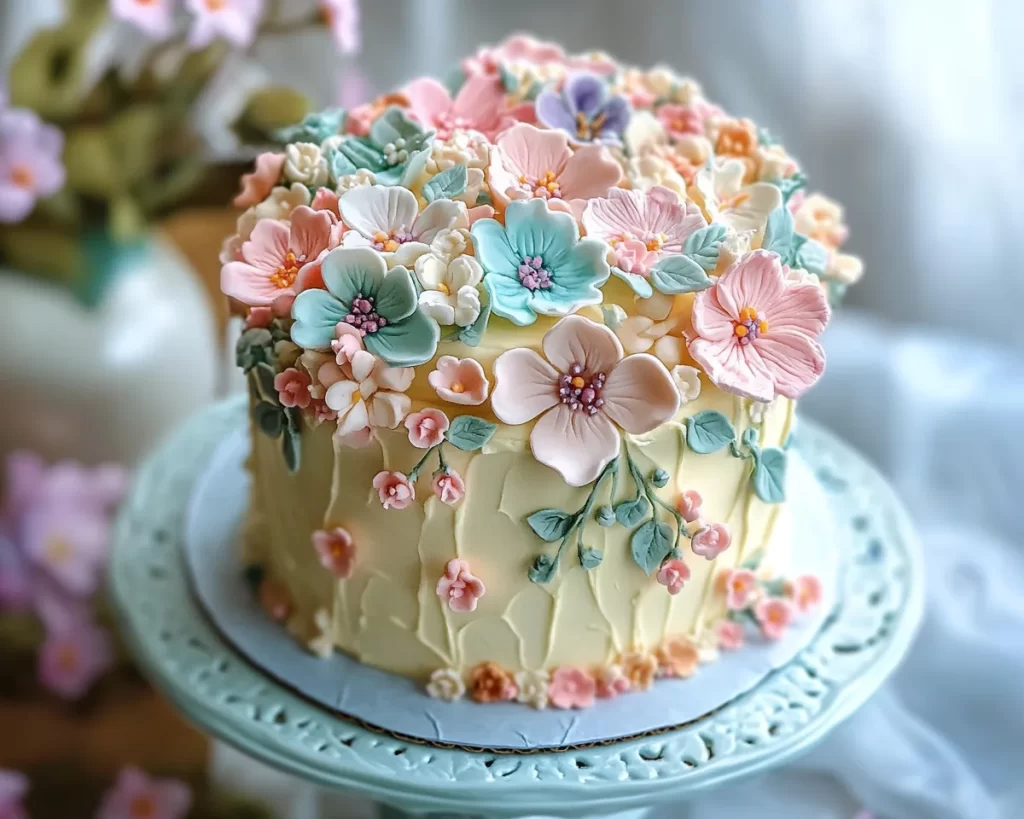 Spring Cake Designs: Pastel Floral Cake Topper Design