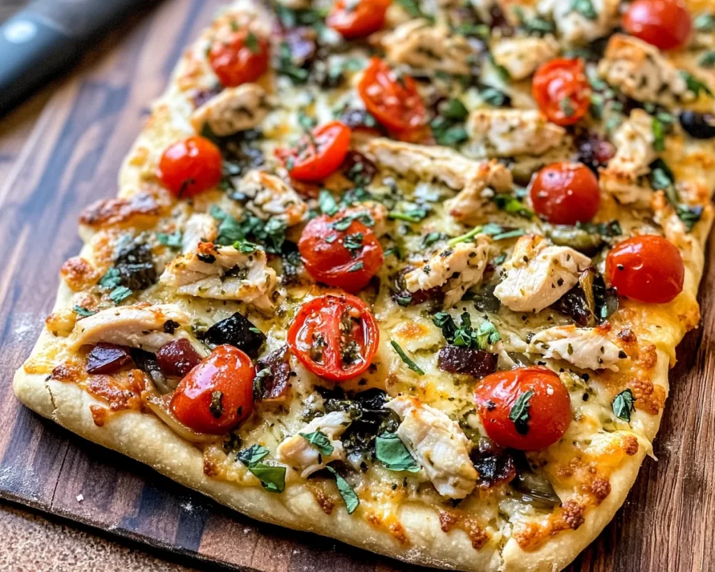Delicious Mediterranean Chicken Flatbread Pizza