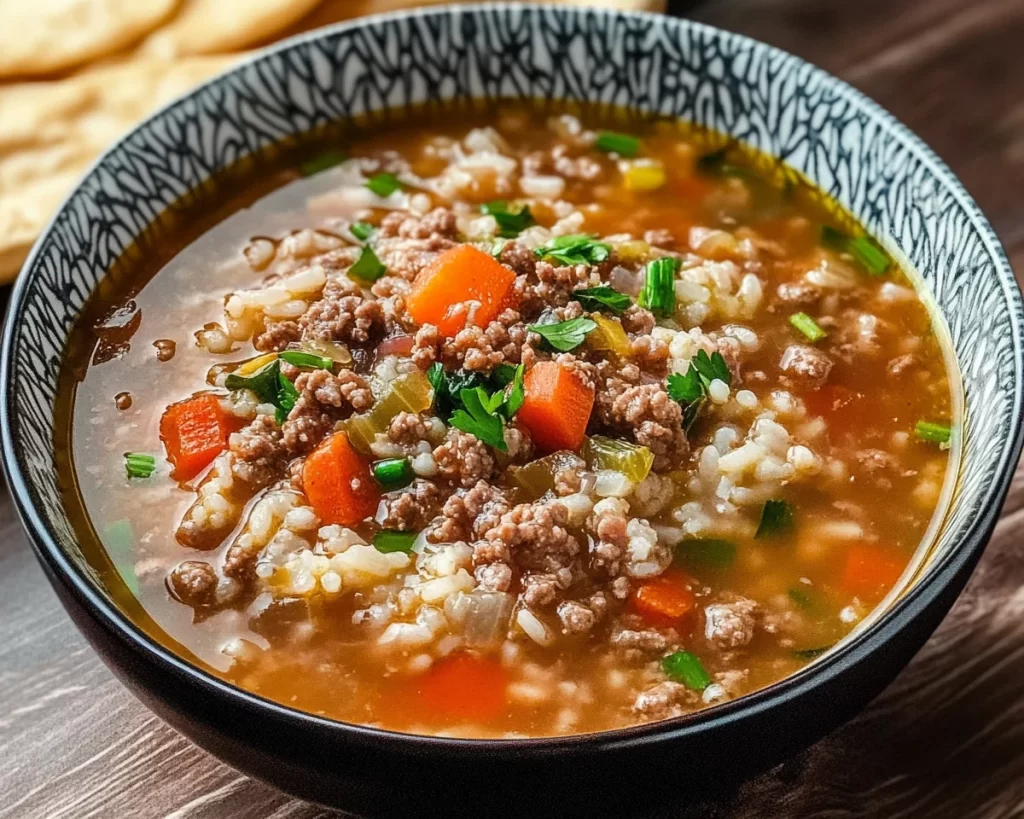 Simple Ground Beef And Rice Soup