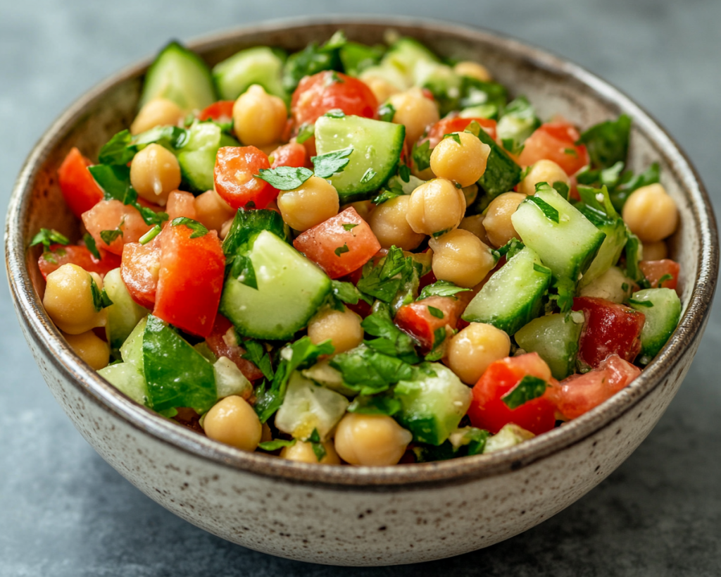 Mediterranean Chickpea Salad with Cucumber