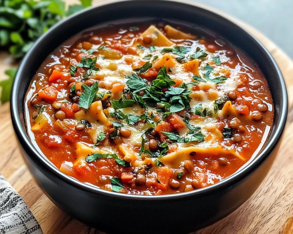 Hearty Lentil Lasagna Soup