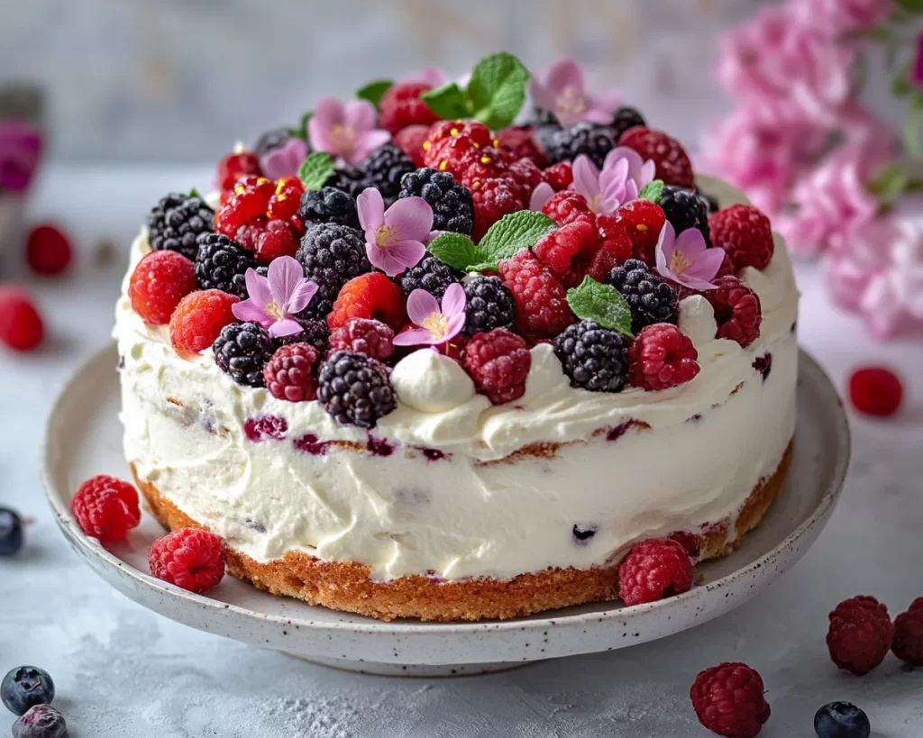 Mother’s Day Berries and Cream Cake