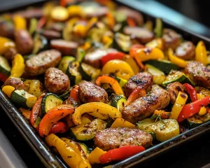 Spring Dinners: Sheet Pan Sausage + Peppers + Zucchini