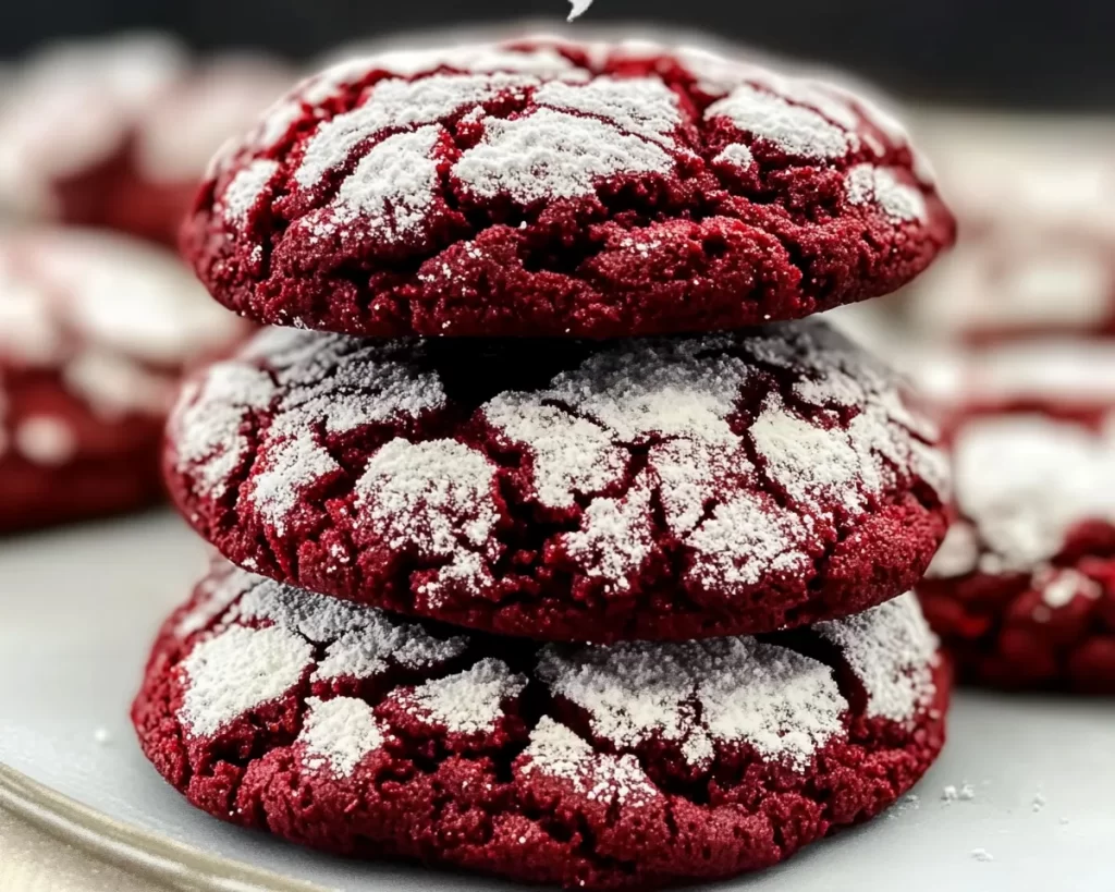 Sweet Red Velvet Crinkle Cookies