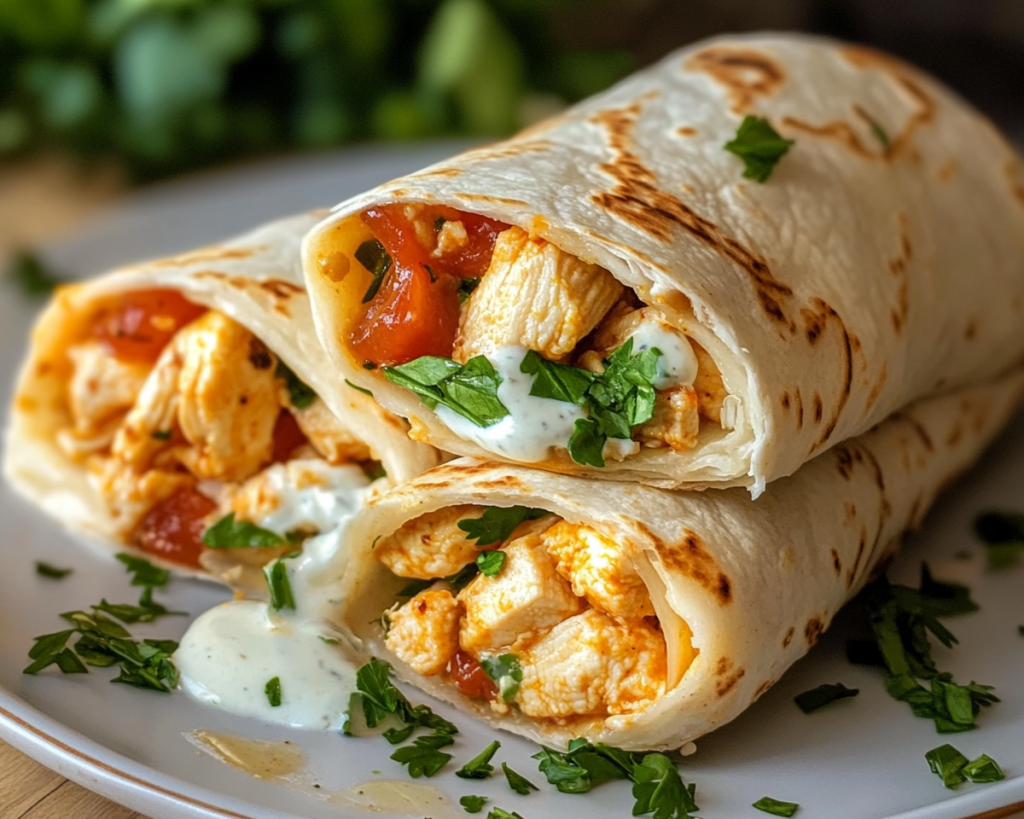 Healthy Chicken Wraps with Yogurt Sauce
